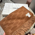 P2060年CELINE凯旋门散林老花羊绒围巾 - 图片 3
