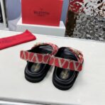 Valentino Garavani VLogo Signature 几何提花厚底凉鞋 红色 - 图片 4