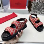 Valentino Garavani VLogo Signature 几何提花厚底凉鞋 红色 - 图片 3