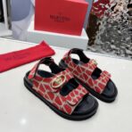 Valentino Garavani VLogo Signature 几何提花厚底凉鞋 红色 - 图片 2
