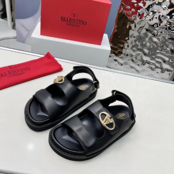 Valentino Garavani VLogo Signature 双带厚底凉鞋 黑色