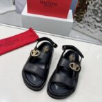 Valentino Garavani VLogo Signature 双带厚底凉鞋 黑色 - 图片 4