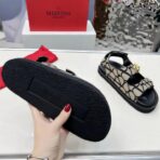 Valentino Garavani VLogo Signature 几何提花厚底凉鞋 黑色 - 图片 2