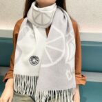 2025爱马仕男女款围巾 白色款 - 图片 2