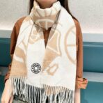 2025爱马仕男女款围巾 米黄色款 - 图片 2