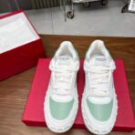 ALENTINO华伦天奴V家Freedots系列 情侣款 铆钉 休闲 运动鞋 滑板鞋 白绿配色