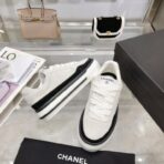 CHANEL 2023B 秋冬系列帆布皮革拼接厚底休闲板鞋（黑白熊猫配色款） - 图片 4