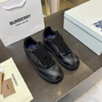 BURBERRY Check Leather Low-Top Sneakers 深灰格纹皮革低帮休闲运动鞋