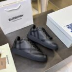 BURBERRY Check Leather Low-Top Sneakers 深灰格纹皮革低帮休闲运动鞋 - 图片 4