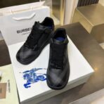 BURBERRY Check Leather Low-Top Sneakers 深灰格纹皮革低帮休闲运动鞋 - 图片 3