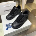 BURBERRY Check Leather Low-Top Sneakers 深灰格纹皮革低帮休闲运动鞋 - 图片 2