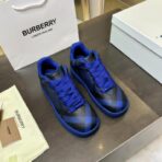 BURBERRY Check Leather Low-Top Sneakers 黑蓝皮革低帮休闲运动鞋