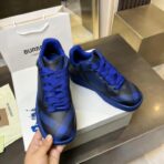 BURBERRY Check Leather Low-Top Sneakers 黑蓝皮革低帮休闲运动鞋 - 图片 3