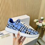 BURBERRY 皮革拼格纹 Terrace 运动鞋（男士 FW25 款）蓝色 - 图片 2
