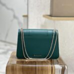 BVLGARI 宝格丽 Serpenti Forever 系列祖母绿色小牛皮蛇头链带斜挎包 - 图片 2