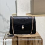 BVLGARI 宝格丽 Serpenti Forever 系列黑色小牛皮蛇头链带斜挎包