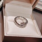 BVLGARI宝格丽Serpenti Viper系列窄版灵蛇满钻2圈蛇骨戒指 - 图片 4