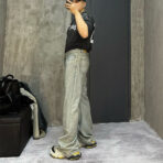 Balenciaga巴黎世家 BLCG24ss重工水洗做旧破损大双B涂鸦短袖T恤1 - 图片 2