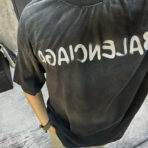 Balenciaga巴黎世家 BLCG24ss重工水洗做旧破损大双B涂鸦短袖T恤1 - 图片 3