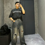 Balenciaga巴黎世家 BLCG24ss重工水洗做旧破损大双B涂鸦短袖T恤1 - 图片 4