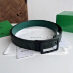 Bottega Veneta Intrecciato 双面编织皮革针扣腰带  绿色