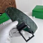 Bottega Veneta Intrecciato 双面编织皮革针扣腰带  绿色 - 图片 3