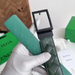 Bottega Veneta Intrecciato 双面编织皮革针扣腰带  绿色 - 图片 2