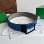 Bottega Veneta Intrecciato 双面编织皮革针扣腰带  蓝色