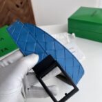 Bottega Veneta Intrecciato 双面编织皮革针扣腰带  蓝色 - 图片 2