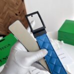 Bottega Veneta Intrecciato 双面编织皮革针扣腰带  蓝色 - 图片 3