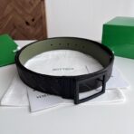 Bottega Veneta Intrecciato 双面编织皮革针扣腰带  黑色