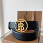 Burberry 皮革双面 TB 专属标识腰带 （亮金扣）
