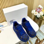 Burberry BOX 系列蓝金格纹低帮休闲运动鞋