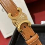 CELINE（思琳）TRIOMPHE 搭扣 25 毫米双面皮带  黄褐色 - Imagem 2