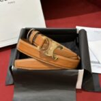 CELINE（思琳）TRIOMPHE 搭扣 25 毫米双面皮带  黄褐色