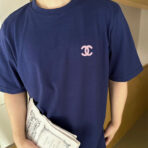 CHANEL 香奈儿 CC粉色logo印花短袖T恤