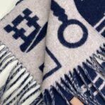 爱马仕 H钥匙双面羊绒围巾 深蓝色款 - Image 3