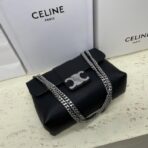 Celine Triomphe Canvas Chain Shoulder Bag 老花银链单肩包
