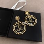 Chanel 21fw 中古系列 珍珠彩钻珐琅双C大耳环