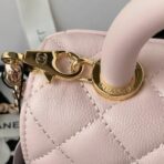 Chanel Extra Mini Coco Handle 浅粉色鱼子酱粒面小牛皮金扣链条手提斜挎包 - 图片 2