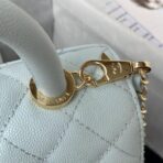 Chanel Extra Mini Coco Handle 白色鱼子酱粒面小牛皮金扣链条手提斜挎包 - 图片 2