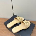 Chanel 小香24ss春夏新品山茶花拖鞋黄色