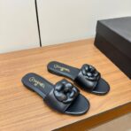 Chanel 小香24ss春夏新品山茶花拖鞋黑色