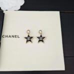 Chanel 黑色珐琅水钻双 C 星星珍珠耳钉 - 图片 4