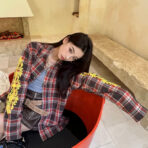 Chorme Hearts克罗心CH 23新款 手臂印花格子棉服橙黄 - 图片 2