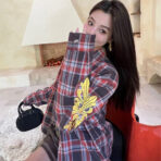 Chorme Hearts克罗心CH 23新款 手臂印花格子棉服橙黄 - 图片 3