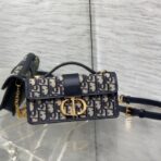 Christian Dior Bobby East-West Mini 蓝色 Oblique 老花帆布配皮手提斜挎包