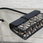 Christian Dior Bobby East-West 蓝色 Oblique 老花帆布配皮银扣链条单肩包 - 图片 2