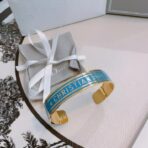 Christian Dior 蓝色珐琅金色饰面开口手镯