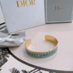 Christian Dior 蓝色珐琅金色饰面开口手镯 - 图片 2
